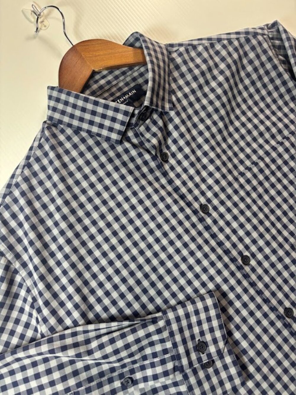 Mizzen+Main Men's Leeward Trim Fit Button-Up Shirt Medium Tall Blue Checked